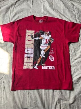John Mateer Heisman Hopeful Red Short Sleeve Tee - OU